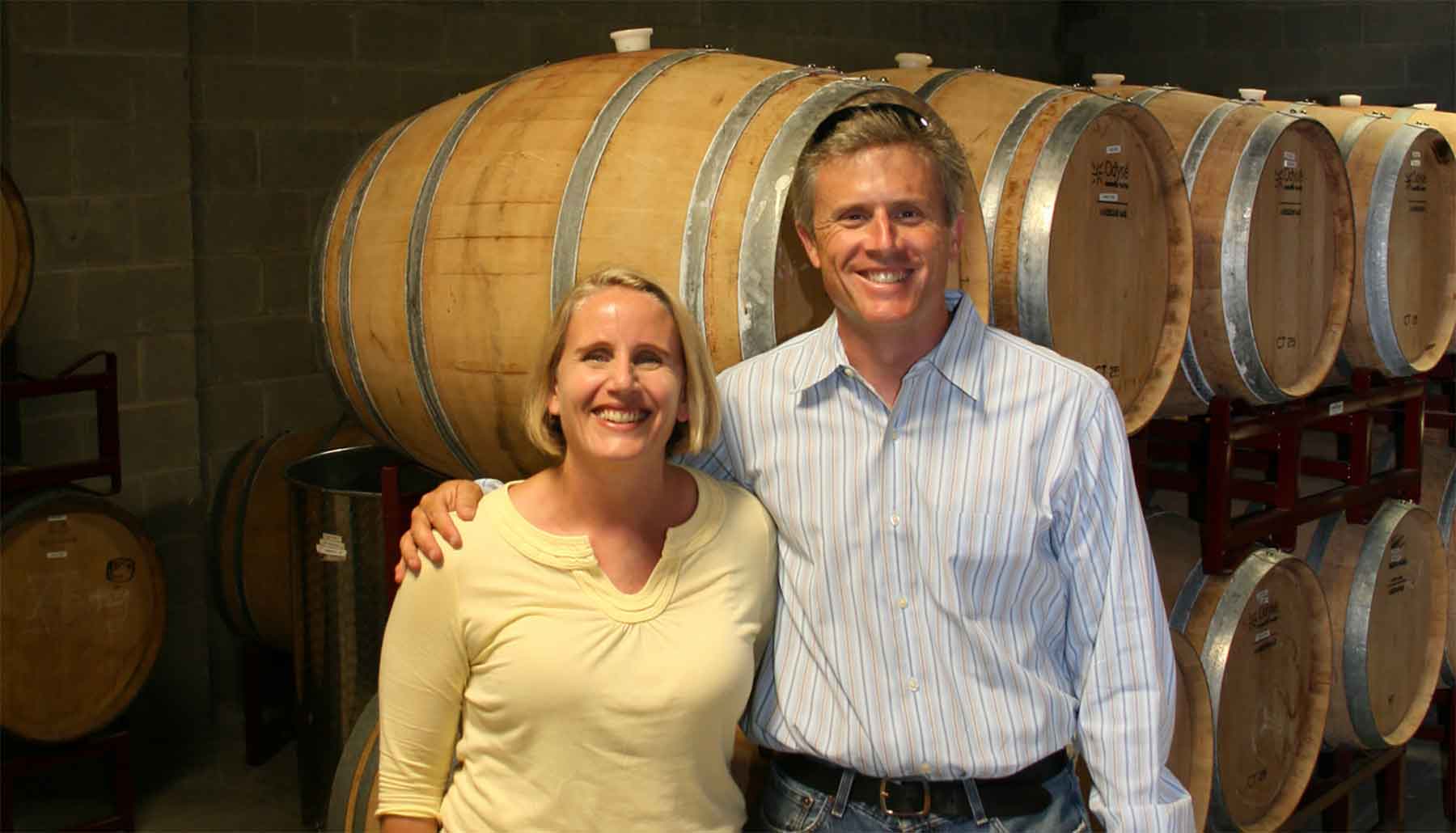 Jule and Dave Kuhlken in the cellar